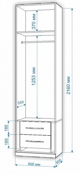 Шкаф платяной Нобиле Пл-60/60 в Тобольске - tobolsk.mebel24.online | фото 2