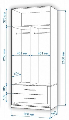 Шкаф платяной Нобиле Пл-95/60 в Тобольске - tobolsk.mebel24.online | фото 2