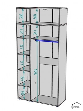 Шкаф с антресолью Linnea MHR-3A-1 2450х1200х510 (Графит-М 11.1.25) в Тобольске - tobolsk.mebel24.online | фото 3
