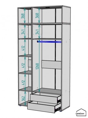 Шкаф с антресолью Linnea MHR-3A-2 2450х1200х510 (Графит-М 11.1.25) в Тобольске - tobolsk.mebel24.online | фото 3
