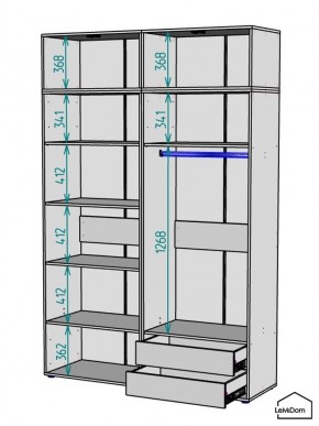 Шкаф с антресолью Linnea MHR-4A-2 2450х1600х510 (Графит-М 11.1.25) в Тобольске - tobolsk.mebel24.online | фото 3