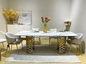 Стол CHIAVARI 220 KL-188 Контрастный мрамор матовый, итальянская керамика / Шампань, ®DISAUR в Тобольске - tobolsk.mebel24.online | фото 2
