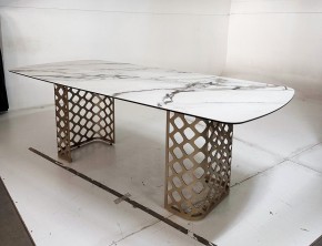 Стол CHIAVARI 220 KL-188 Контрастный мрамор матовый, итальянская керамика / Шампань, ®DISAUR в Тобольске - tobolsk.mebel24.online | фото 6