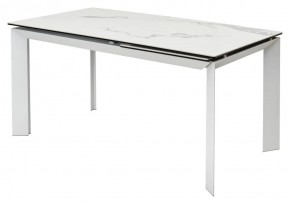 Стол CREMONA 140 HIGH GLOSS STATUARIO Белый мрамор глянцевый, керамика/ белый каркас, ®DISAUR в Тобольске - tobolsk.mebel24.online | фото 1