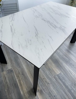 Стол CREMONA 140 KL-99 Белый мрамор матовый, итальянская керамика / черный каркас, ®DISAUR в Тобольске - tobolsk.mebel24.online | фото 3