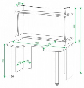 Стол компьютерный Домино Lite СКЛ-Игр140+НКИЛ140ВЛ в Тобольске - tobolsk.mebel24.online | фото 2