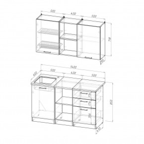 ТОМИЛЛА Кухонный гарнитур Медиум 4 (1400 мм ) в Тобольске - tobolsk.mebel24.online | фото 2