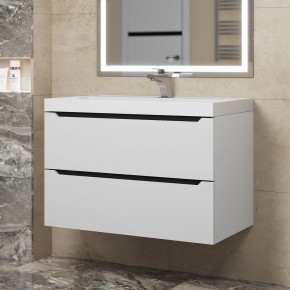 Тумба под раковину Uperwood Tanos 80 см, подвесная, белая/графит в Тобольске - tobolsk.mebel24.online | фото