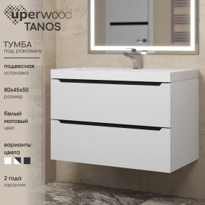 Тумба под раковину Uperwood Tanos 80 см, подвесная, белая/графит в Тобольске - tobolsk.mebel24.online | фото 3