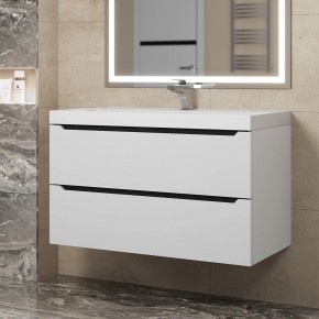 Тумба под раковину Uperwood Tanos 90 см, подвесная, белая/графит в Тобольске - tobolsk.mebel24.online | фото
