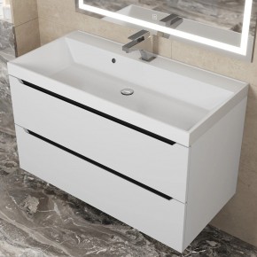 Тумба под раковину Uperwood Tanos 90 см, подвесная, белая/графит в Тобольске - tobolsk.mebel24.online | фото 9